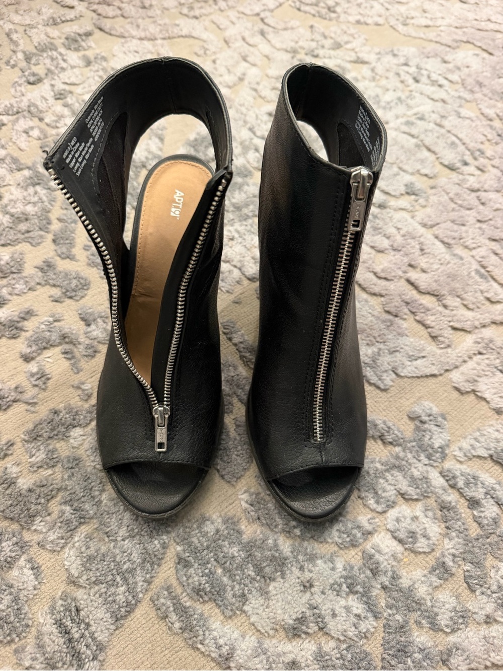 Apt. 9 Black Peep-Toe Zip Ankle Booties with Front Zipper